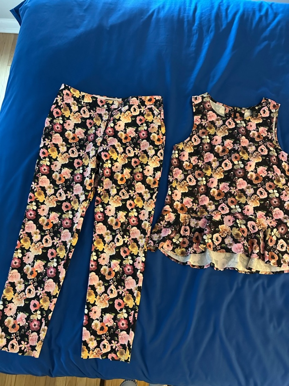 H&M Black Floral Set with Pink Accents